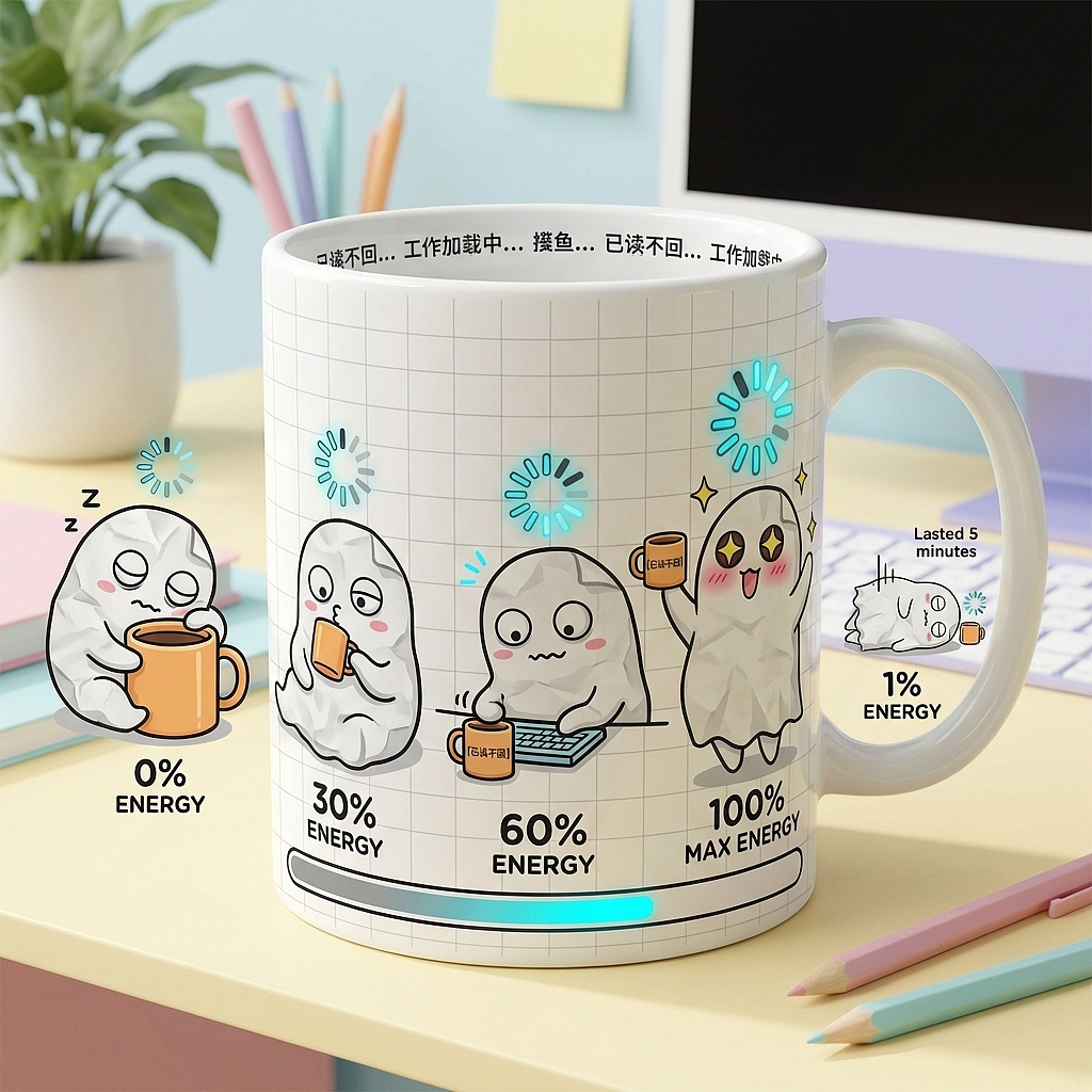 摸鱼酱·原创卡通IP设计丨打印机里跑出来的佛系小幽灵（图ZNDA0NzIyNDEy） - IP形象 - 站酷设计师KhooMaple原创素材 - 站酷ZCOOL