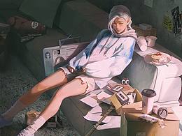 使用三辅二的方式，画了罗小黑的师姐