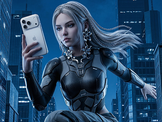 AIGC 手机概念片 | 未来赛博女战士，酷飒下场！
