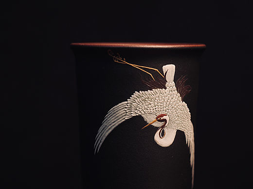 鹤鸣会心 | 一见泥绘 原矿紫泥全手工主人杯