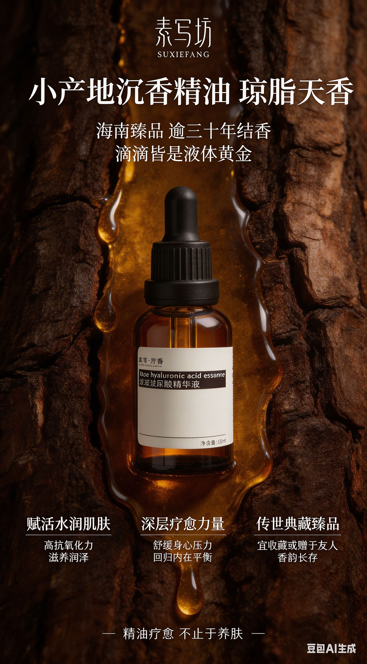这瓶 “液体黄金” 把沉香精油玩明白了✨（图ZNDA0NzYwOTgw） - 海报 - 站酷设计师假装设计大师原创素材 - 站酷ZCOOL