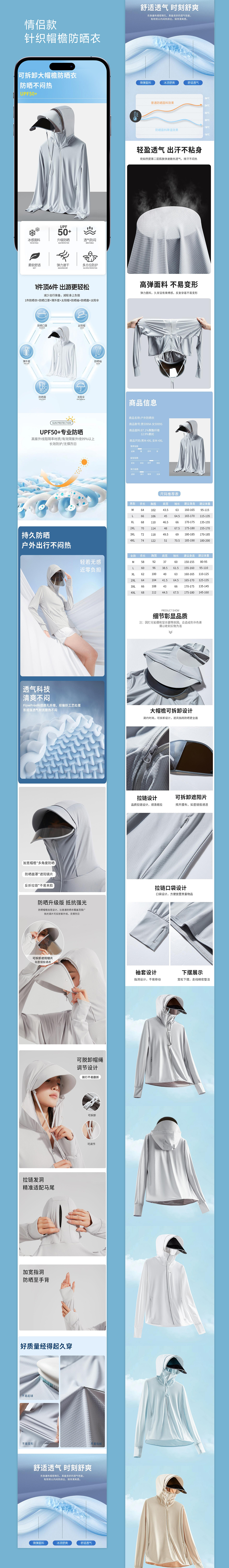 情侣款针织帽檐户外防晒衣详情页设计（图ZNDA0NzY2NDk2） - 电商 - 站酷设计师和锦原创素材 - 站酷ZCOOL