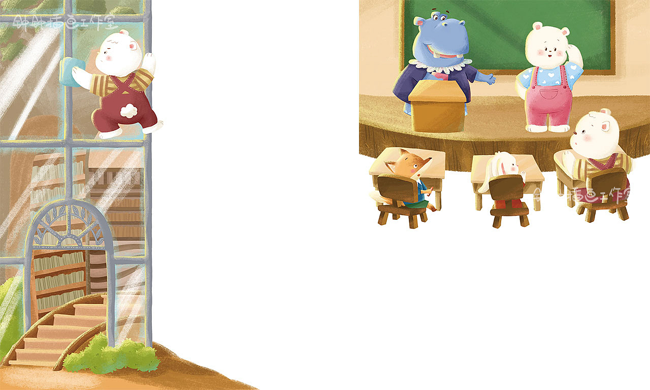 童书插图｜《绿森林的云朵熊》（已商用）（图ZNDA0NzY2NzEy） - 儿童插画 - 站酷设计师钟钟插画工作室原创素材 - 站酷ZCOOL