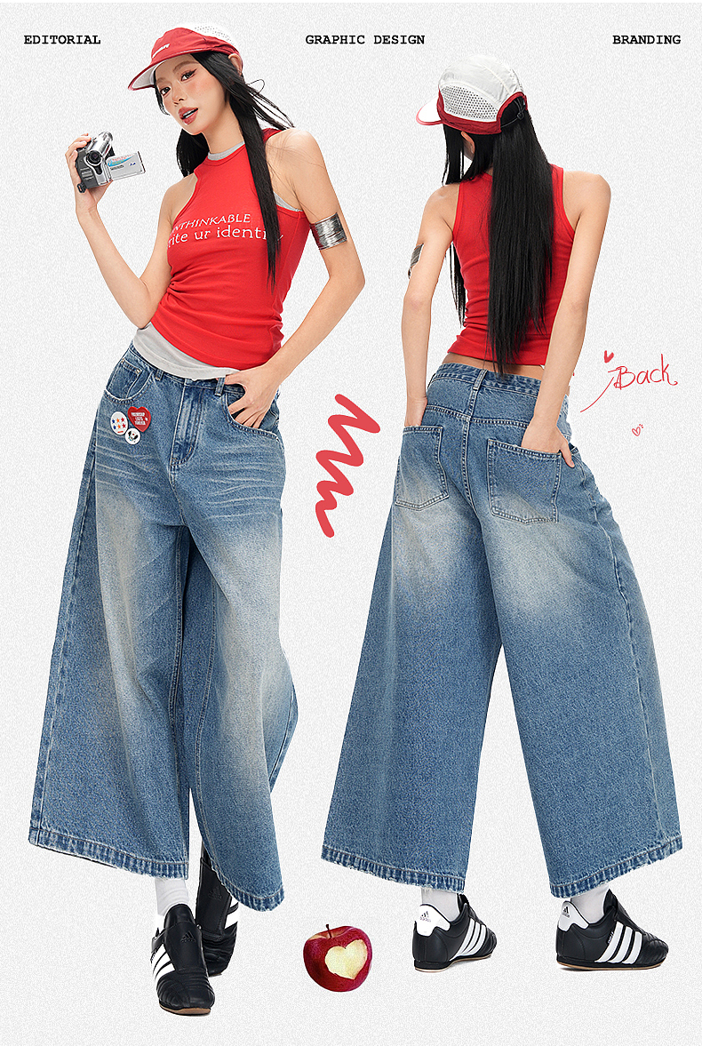 美式辣妹街头九分蓝牛仔阔腿裤详情页排版海报模特拼图（图ZNDA0NzcyODY0） - 电商 - 站酷设计师特务L原创素材 - 站酷ZCOOL