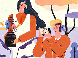 小园素 飞鸟影 暖调扁平风 可商用生活插画 原创手绘