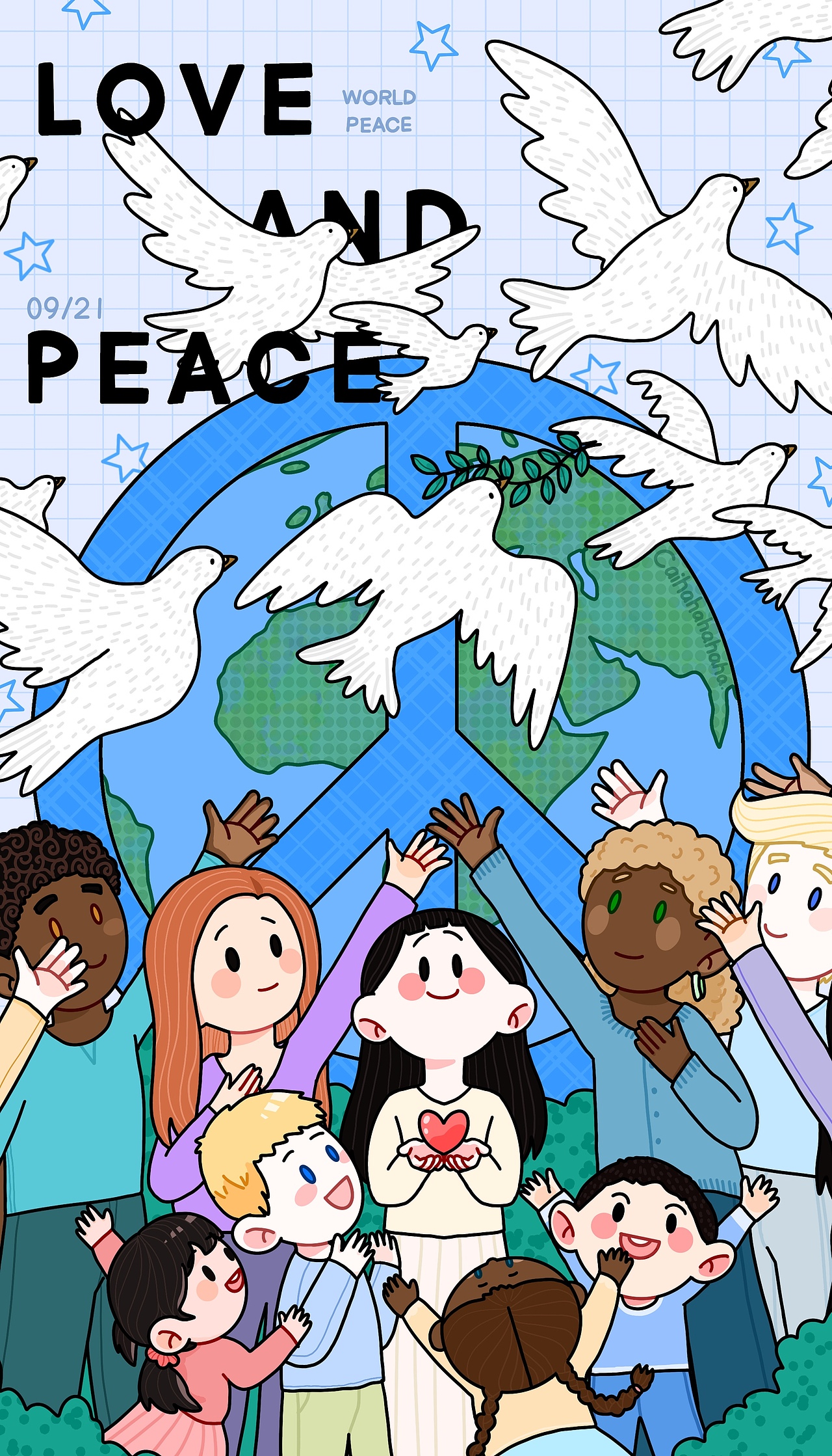世界和平日（图ZNDA0ODA3MDIw） - 儿童插画 - 站酷设计师蔡哈哈哈哈哈原创素材 - 站酷ZCOOL