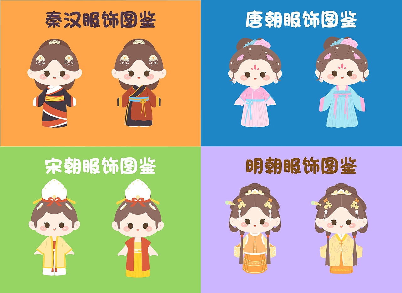 历朝汉服变装贴纸（图ZNDA0ODA4ODYw） - 创作习作 - 站酷设计师LF小铜钱原创素材 - 站酷ZCOOL