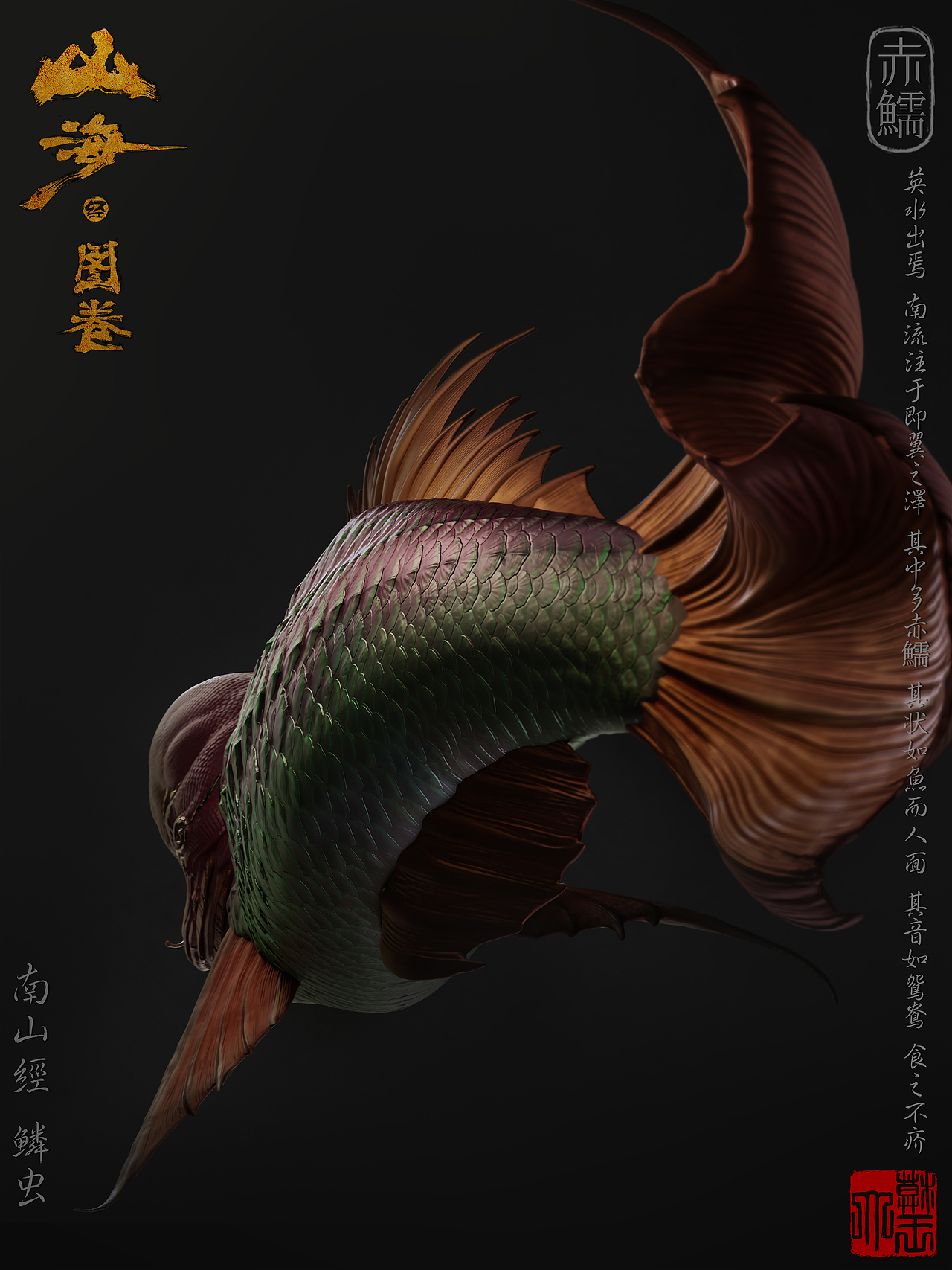 【山海经.图卷010】赤鱬（图ZNDA0ODEyMTQw） - 人物/生物 - 站酷设计师趣致大模王原创素材 - 站酷ZCOOL