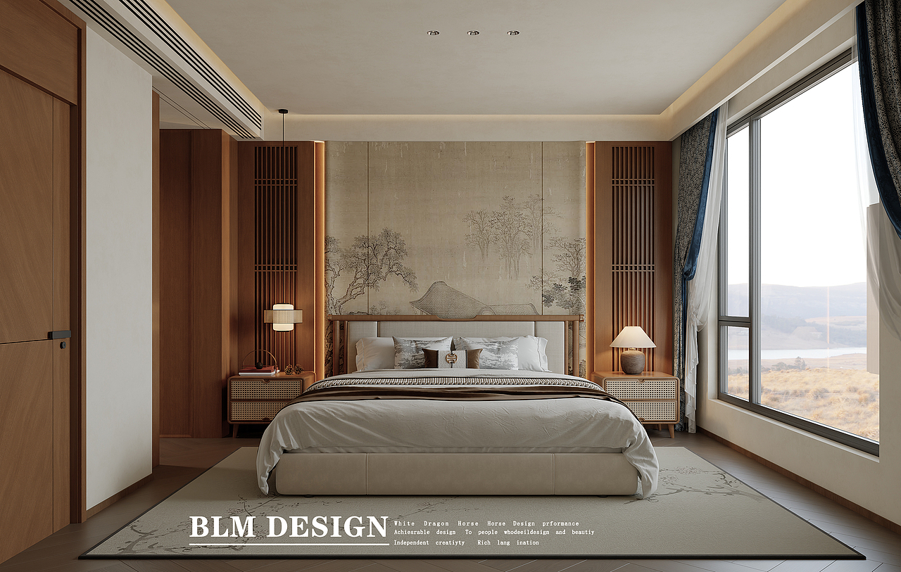 新中式-白龙马效果图（图ZNDA0ODEyNjA4） - 家装设计 - 站酷设计师小鱼吐泡泡泡泡泡原创素材 - 站酷ZCOOL