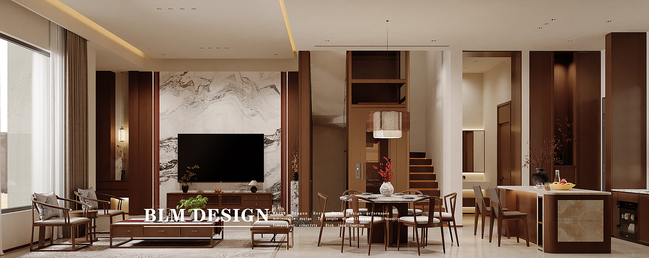 新中式-白龙马效果图（图ZNDA0ODEyNTY0） - 家装设计 - 站酷设计师小鱼吐泡泡泡泡泡原创素材 - 站酷ZCOOL