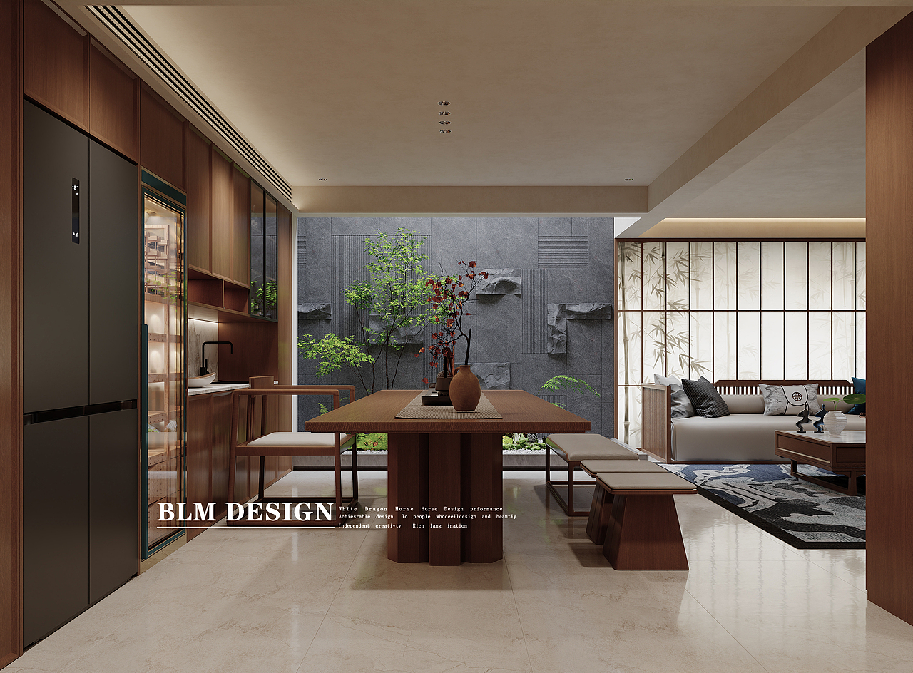 新中式-白龙马效果图（图ZNDA0ODEyNTgw） - 家装设计 - 站酷设计师小鱼吐泡泡泡泡泡原创素材 - 站酷ZCOOL