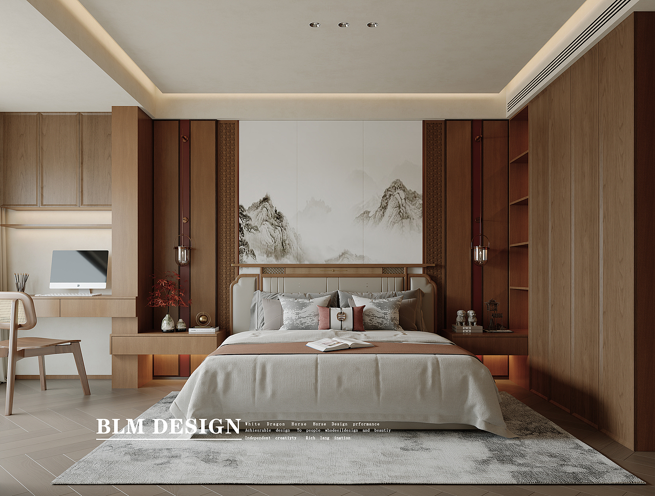 新中式-白龙马效果图（图ZNDA0ODEyNTk2） - 家装设计 - 站酷设计师小鱼吐泡泡泡泡泡原创素材 - 站酷ZCOOL