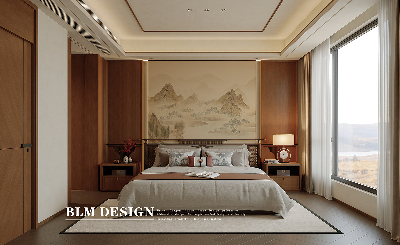 新中式-白龙马效果图（图ZNDA0ODEyNTg0） - 家装设计 - 站酷设计师小鱼吐泡泡泡泡泡原创素材 - 站酷ZCOOL