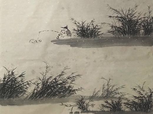钓翁静坐图-湖南国画家姚永丰-原创诗词国画山水