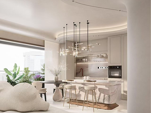 把温柔揉进空间肌理，让光影在曲线里流淌。（个人主页-ZNzMzODQ5NjA=） - 商业空间设计 - 站酷设计师允诺yn原创素材 - 站酷ZCOOL