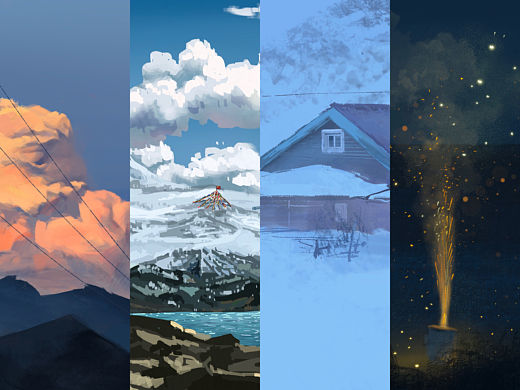 蓝色系插画合集