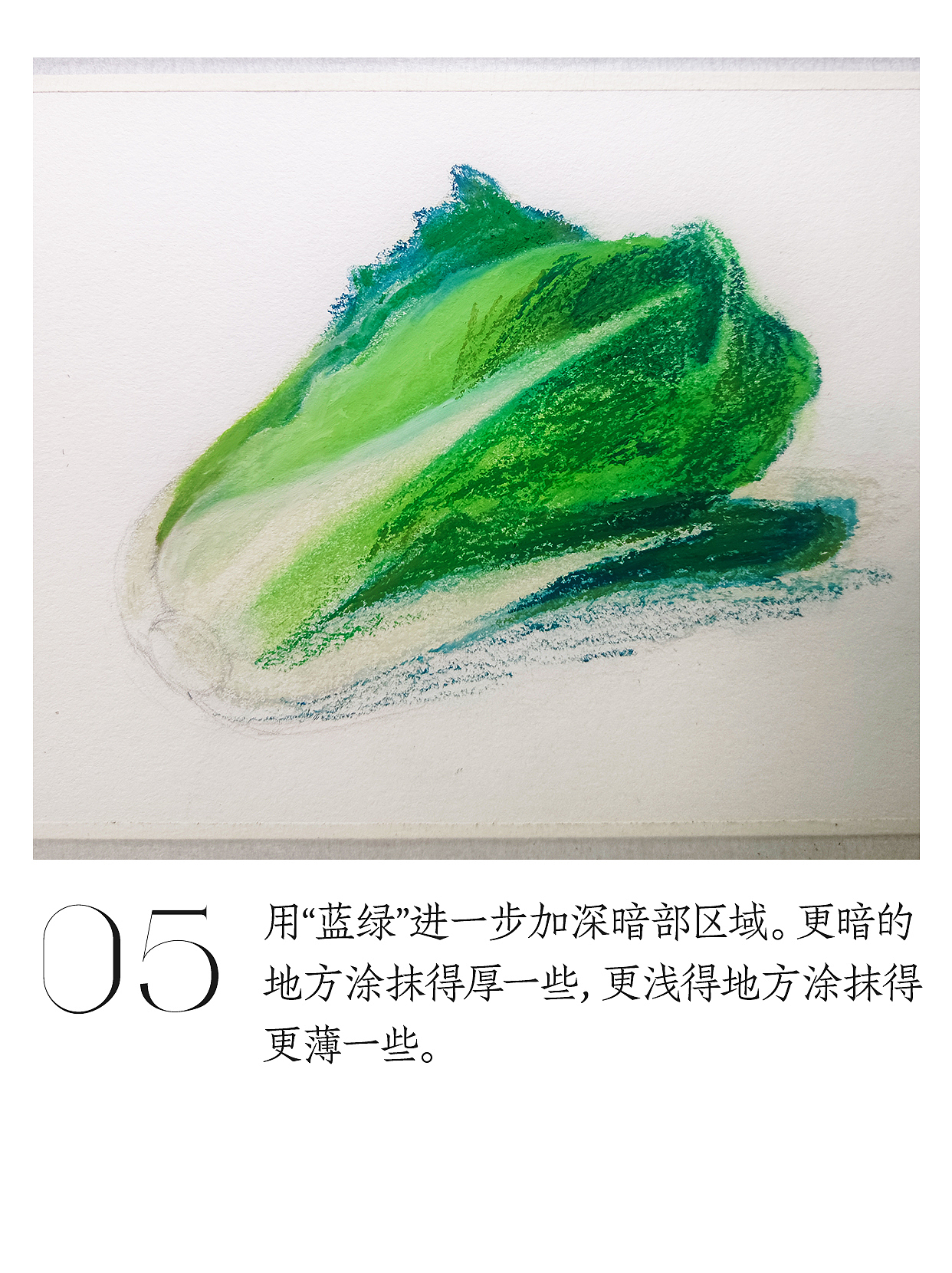 油畫棒教程 | 輕松繪制小白菜（圖ZNDA0ODUxNzY0） - 繪畫 - 站酷設(shè)計(jì)師天藍(lán)空空空原創(chuàng)素材 - 站酷ZCOOL