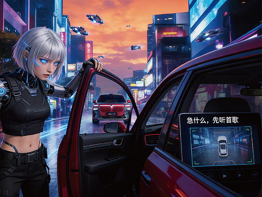 賽博城市狂想曲：嵐圖X8的“溫柔”暴走（個人主頁-ZNzMzODY4MzI=） - AI作品 - 站酷設(shè)計(jì)師呀大媛原創(chuàng)素材 - 站酷ZCOOL