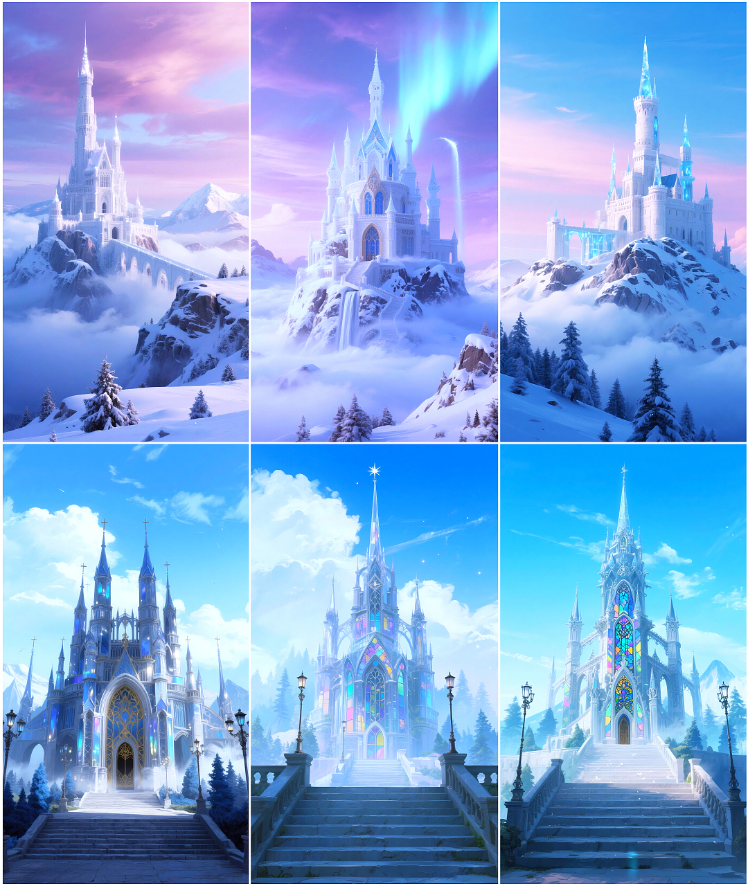 梦幻系冰晶城堡｜AI场景｜横版（图ZNDA0ODYyMzEy） - AI作品 - 站酷设计师七分糖图库原创素材 - 站酷ZCOOL