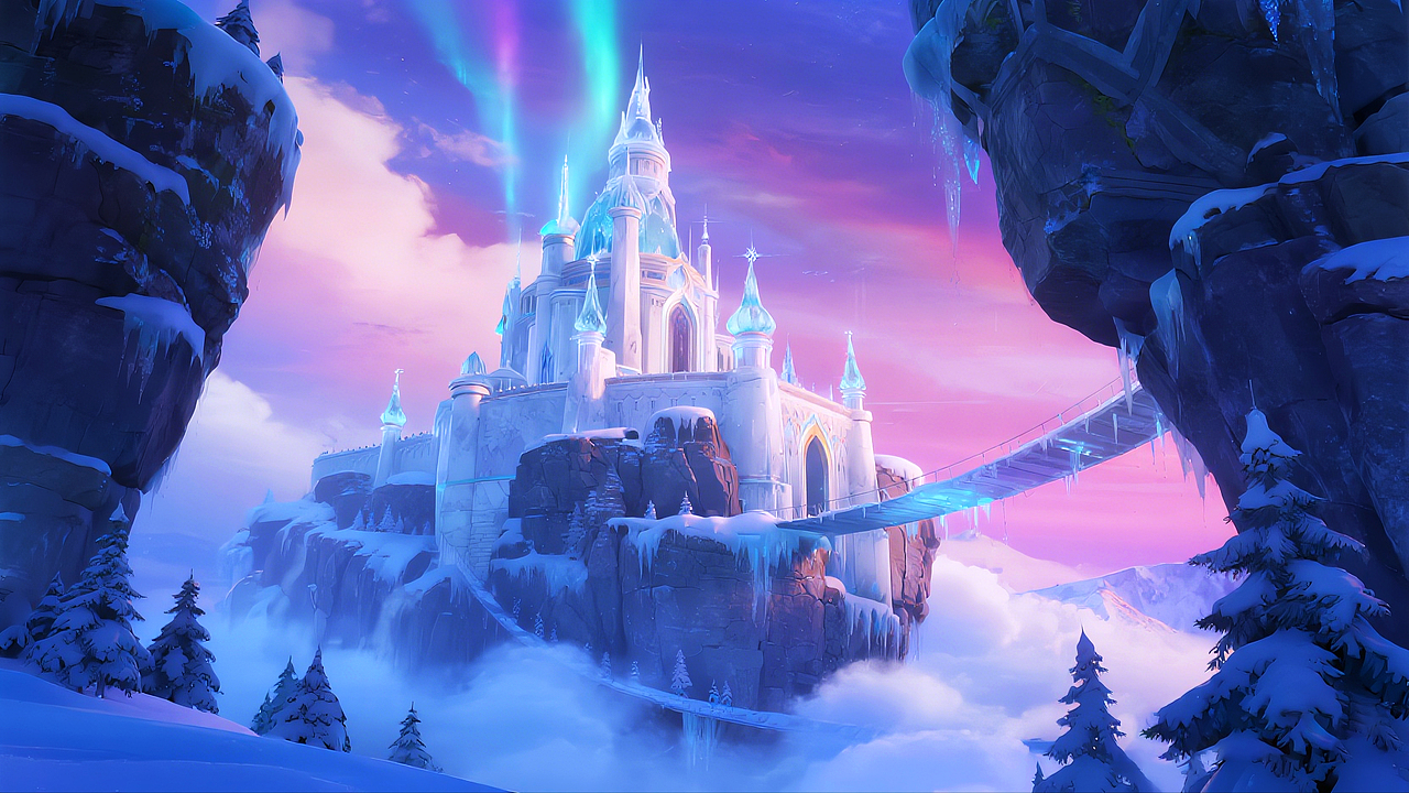 梦幻系冰晶城堡｜AI场景｜横版（图ZNDA0ODYyMzI0） - AI作品 - 站酷设计师七分糖图库原创素材 - 站酷ZCOOL