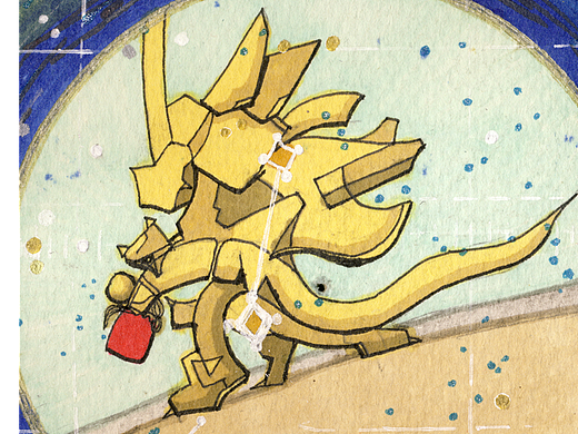 马克笔插画《二十八星宿之虚日鼠》