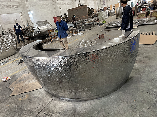 定制异型不锈钢吧台弧形前台接待工作台 手工锻打成型