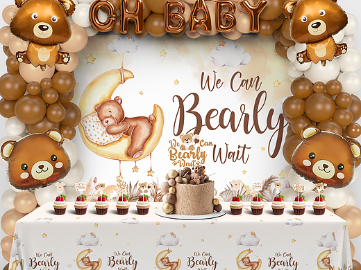 亚马逊主图A+--小熊生日拱门气球套装