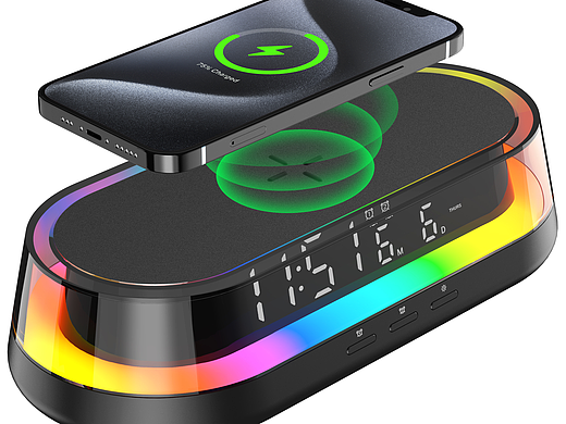 亚马逊主图A+--床头闹钟灯无线充