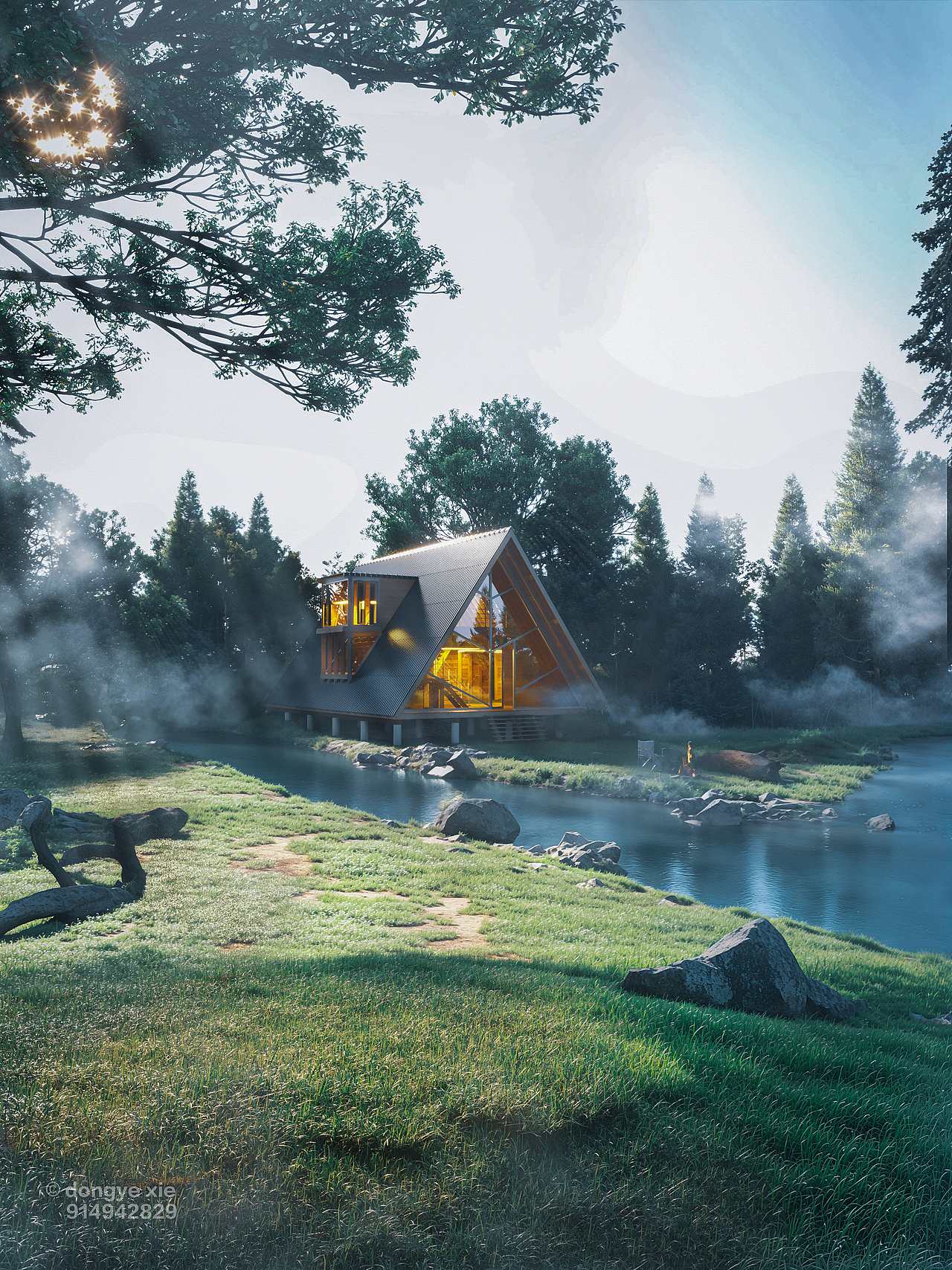 林中小屋的春夏秋冬（图ZNDA0OTA2ODQ4） - 场景 - 站酷设计师XDY建模渲染原创素材 - 站酷ZCOOL