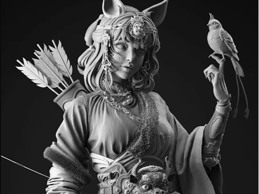 弓箭手建模雕刻