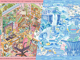 近期絲巾插畫【春意 盎然】【湘水 遺珍】