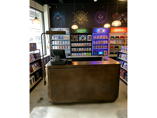 仿古铜不锈钢锤纹吧台古铜色不锈钢接待台服装店收银台