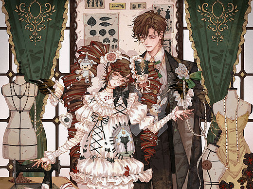 《恋与深空》同人梦女复古风插画