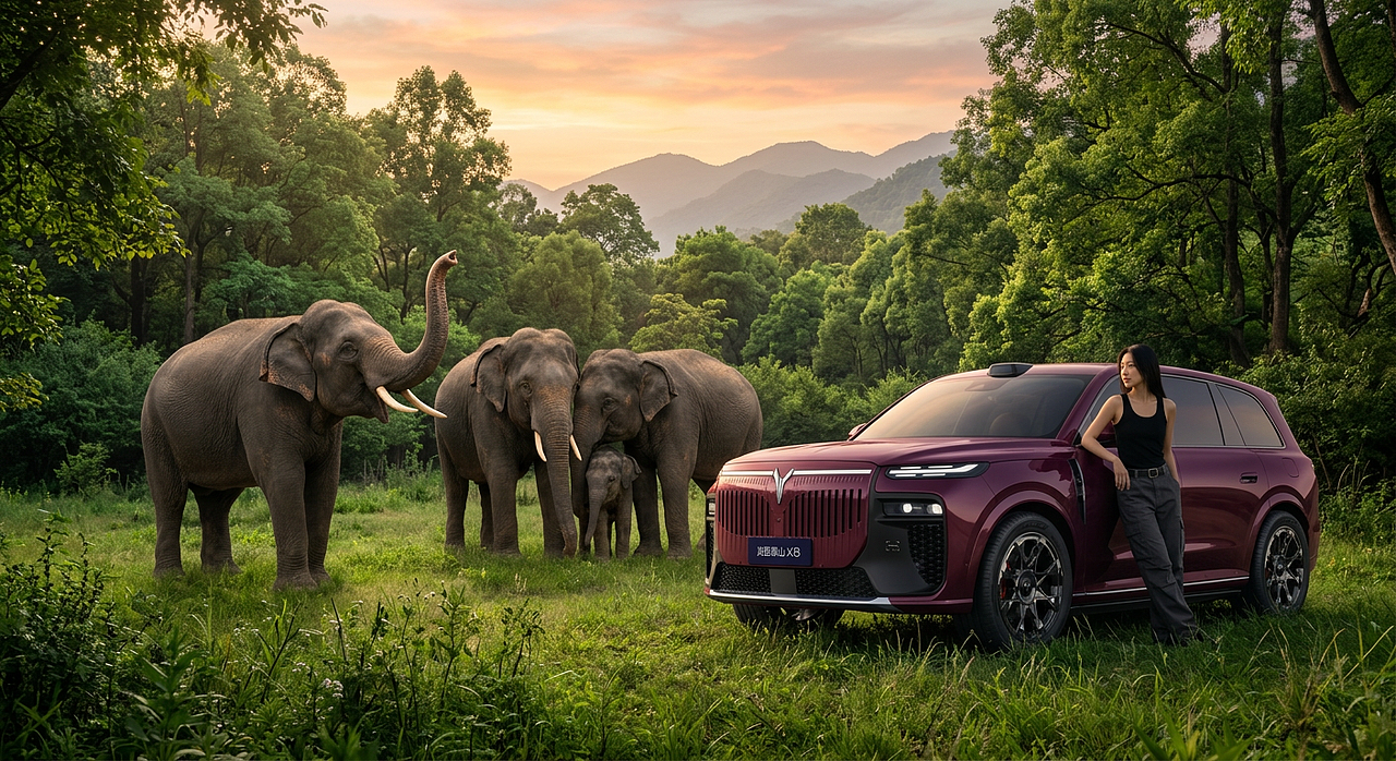 我用岚图装下了大象一家（图ZNDA0OTk4NDg0） - AI作品 - 站酷设计师葡提萄子原创素材 - 站酷ZCOOL