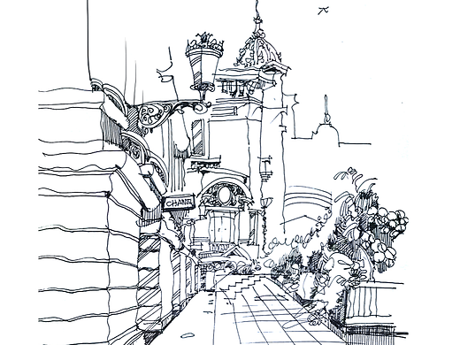 街景速写，关于钢笔画以及设计手绘。