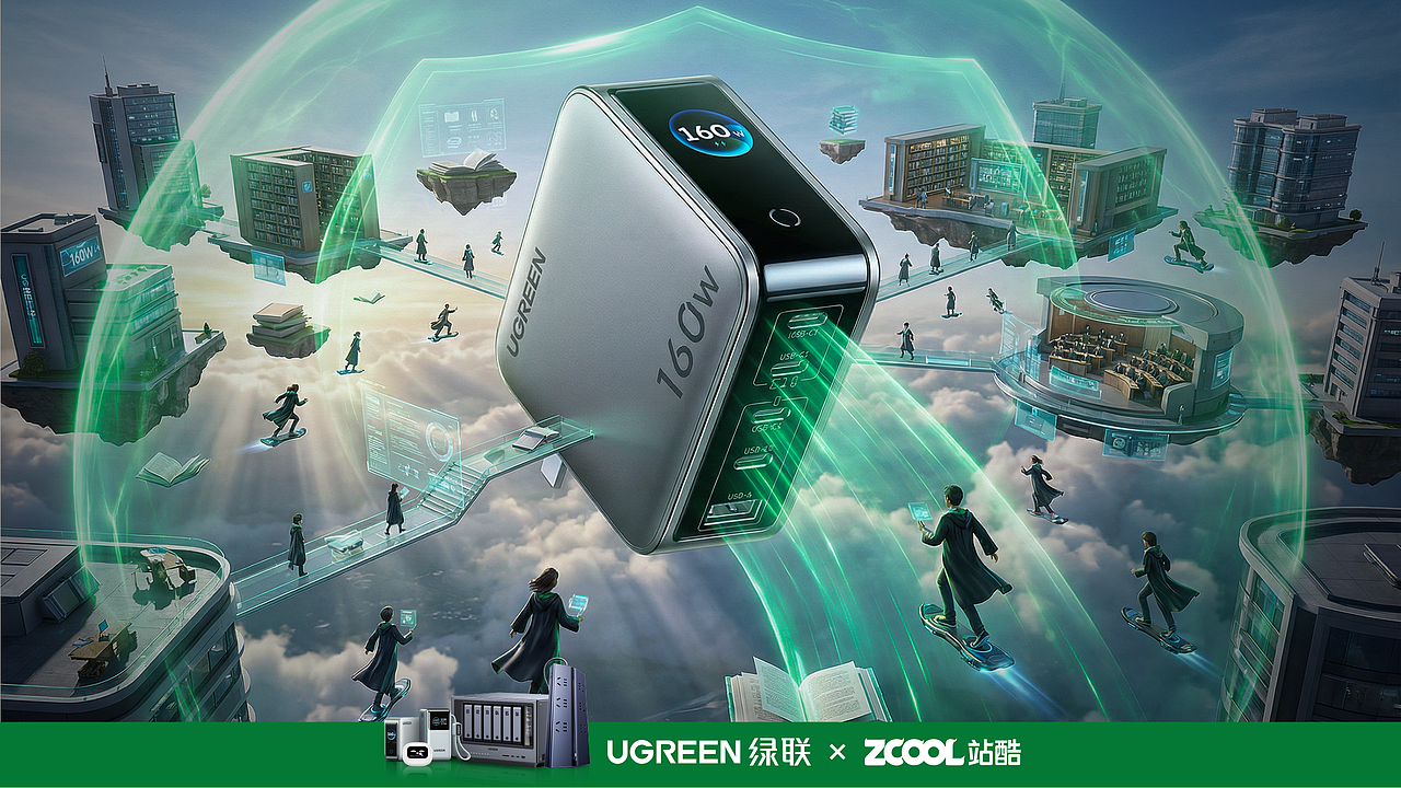 《UGREEN》超现实秘境:绿联魔力源泉(图ZNDA1MDM2NjE2) - AI作品 - 站酷设计师YesJinZ原创素材 - 站酷ZCOOL