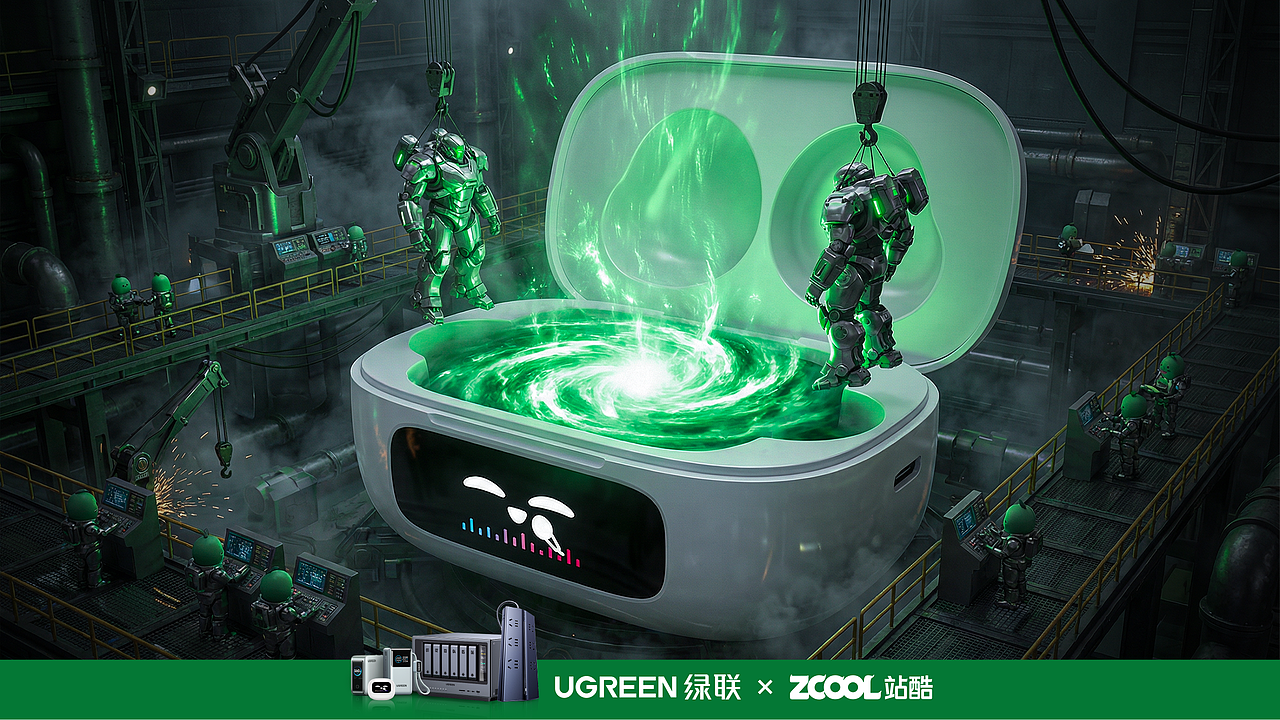 《UGREEN》超现实秘境:绿联魔力源泉(图ZNDA1MDM2NzQw) - AI作品 - 站酷设计师YesJinZ原创素材 - 站酷ZCOOL