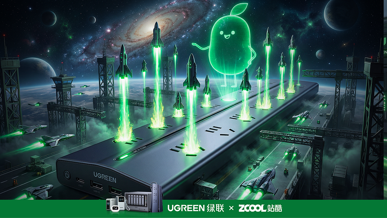 《UGREEN》超现实秘境:绿联魔力源泉(图ZNDA1MDM2NzUy) - AI作品 - 站酷设计师YesJinZ原创素材 - 站酷ZCOOL