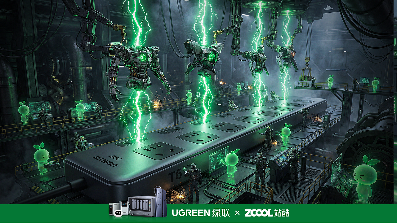 《UGREEN》超现实秘境:绿联魔力源泉(图ZNDA1MDM2Nzg4) - AI作品 - 站酷设计师YesJinZ原创素材 - 站酷ZCOOL