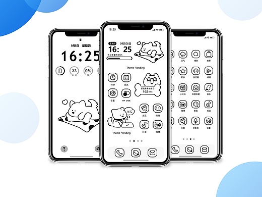 黑白萌宠手机主题壁纸