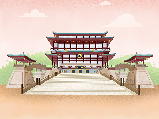 2020年古诗典故，地标插画