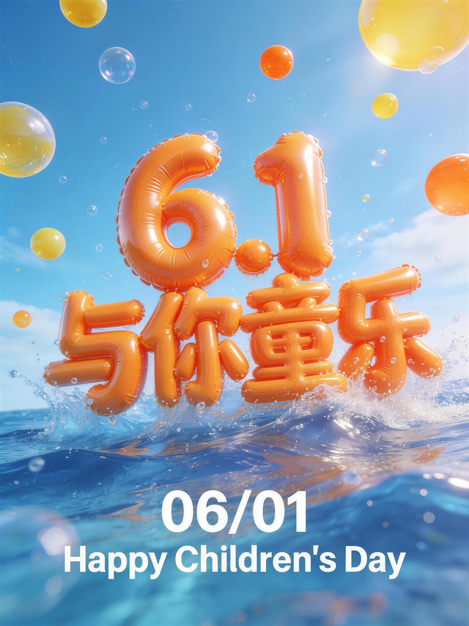 六一儿童节创意字体设计海报-与你童乐