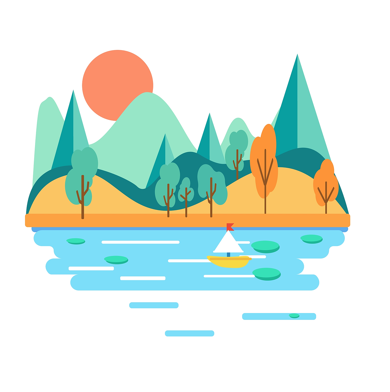 AI扁平风风景练习（图ZNDA1MDQ4Mjky） - 图案 - 站酷设计师蒲甘倒立的白芷原创素材 - 站酷ZCOOL