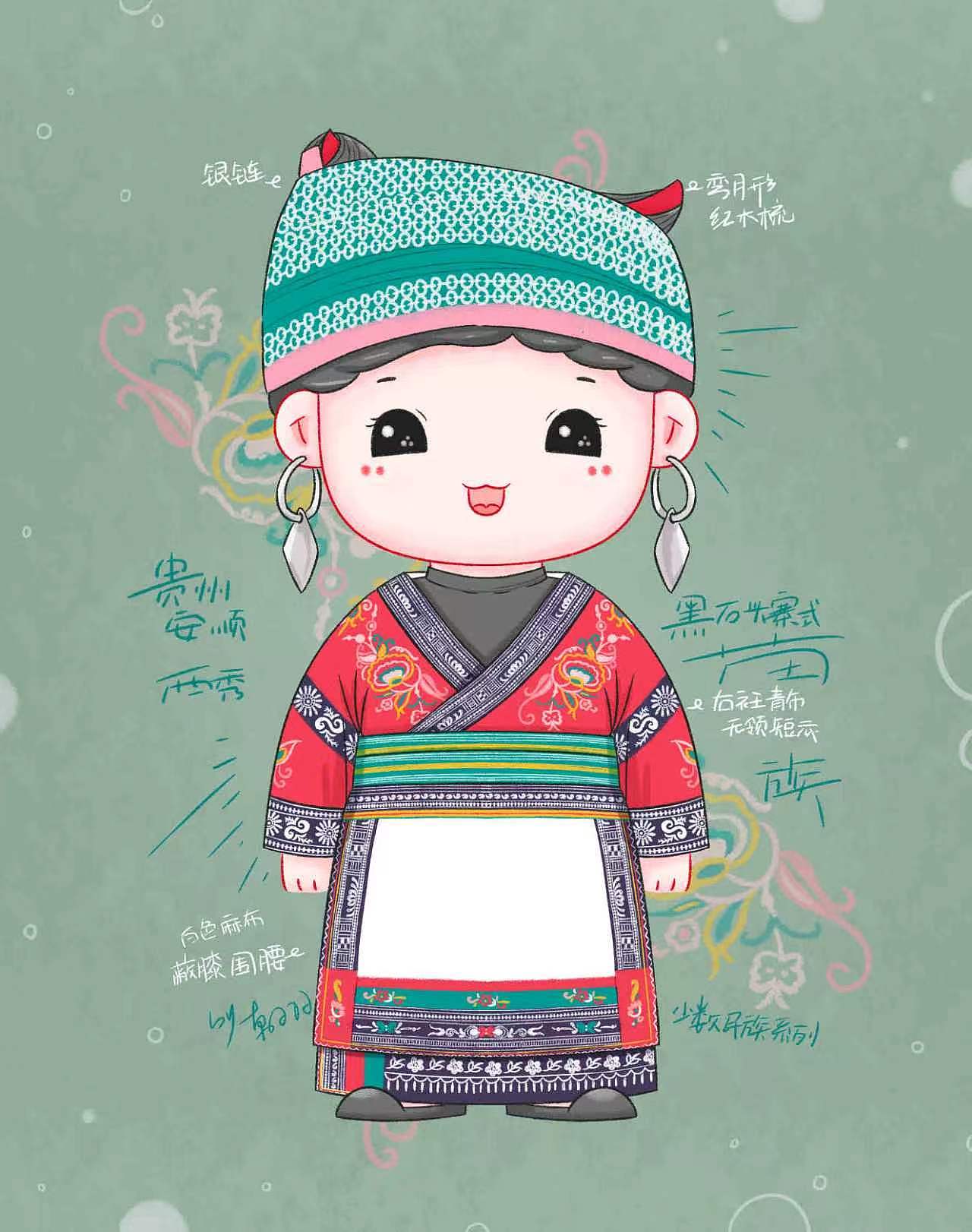 这是谁的民族风小可爱呀！黑石头寨式苗族（图ZNDA1MDYyODM2） - 艺术插画 - 站酷设计师朝阳的插画原创素材 - 站酷ZCOOL