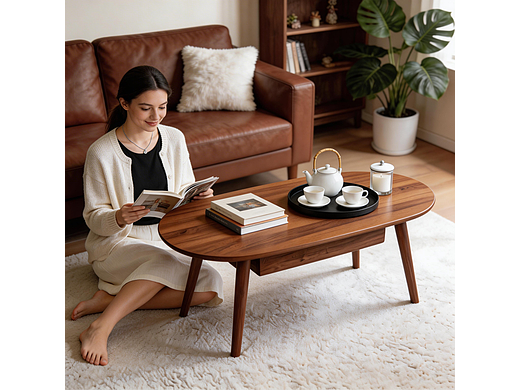 把温柔揉进客厅｜北欧中古风实木茶几