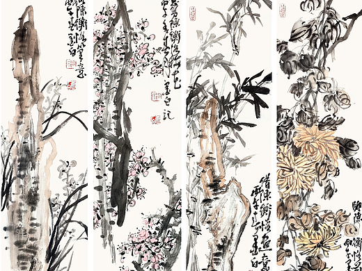 兰梅竹菊4条屏