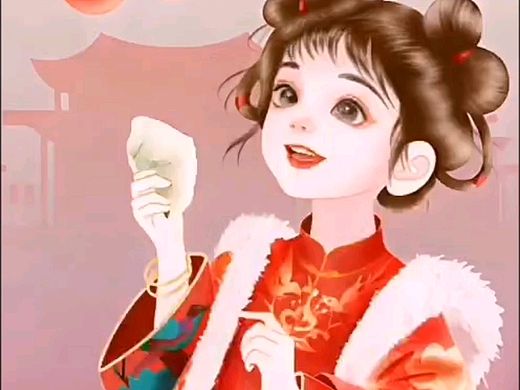 开心大水饺插画海报设计