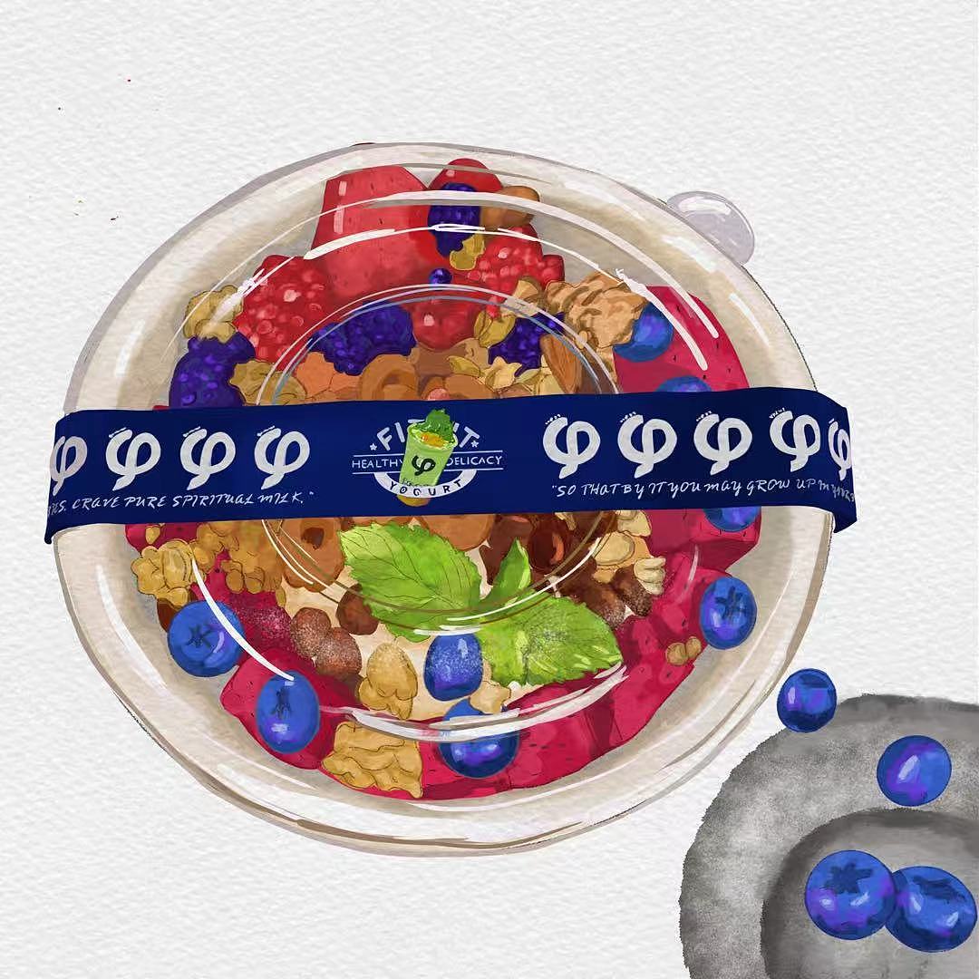 给酸奶品牌画的插画（图ZNDA1MDk1NDYw） - 商业插画 - 站酷设计师胡喜乐呀呀原创素材 - 站酷ZCOOL