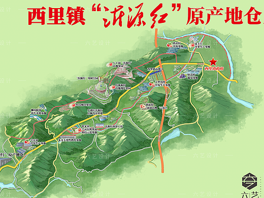 西里镇区位图手绘地图