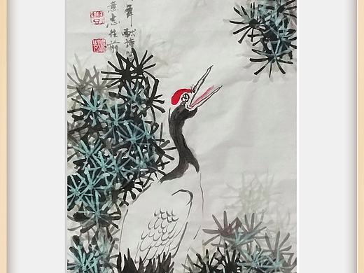 鹤松贺寿图-湖南国画家姚永丰-原创诗词国画